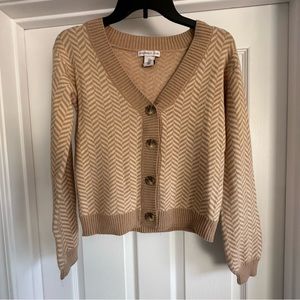 Sincerely Jules Tan & Cream Chevron Cardigan Sweater Size S